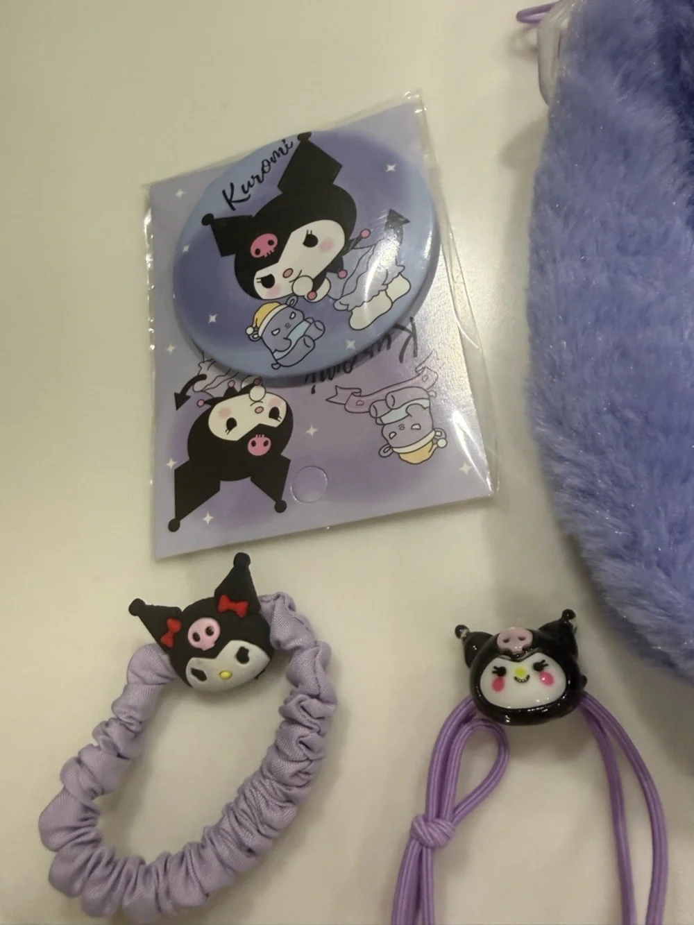 Kuromi Sanrio Plush Character Tote with accessories coin purse hair ties gift